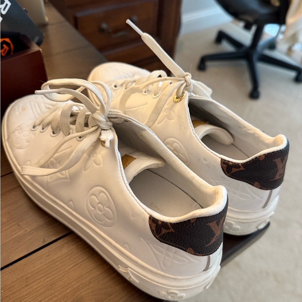 Louis Vuitton White and Brown Sneakers